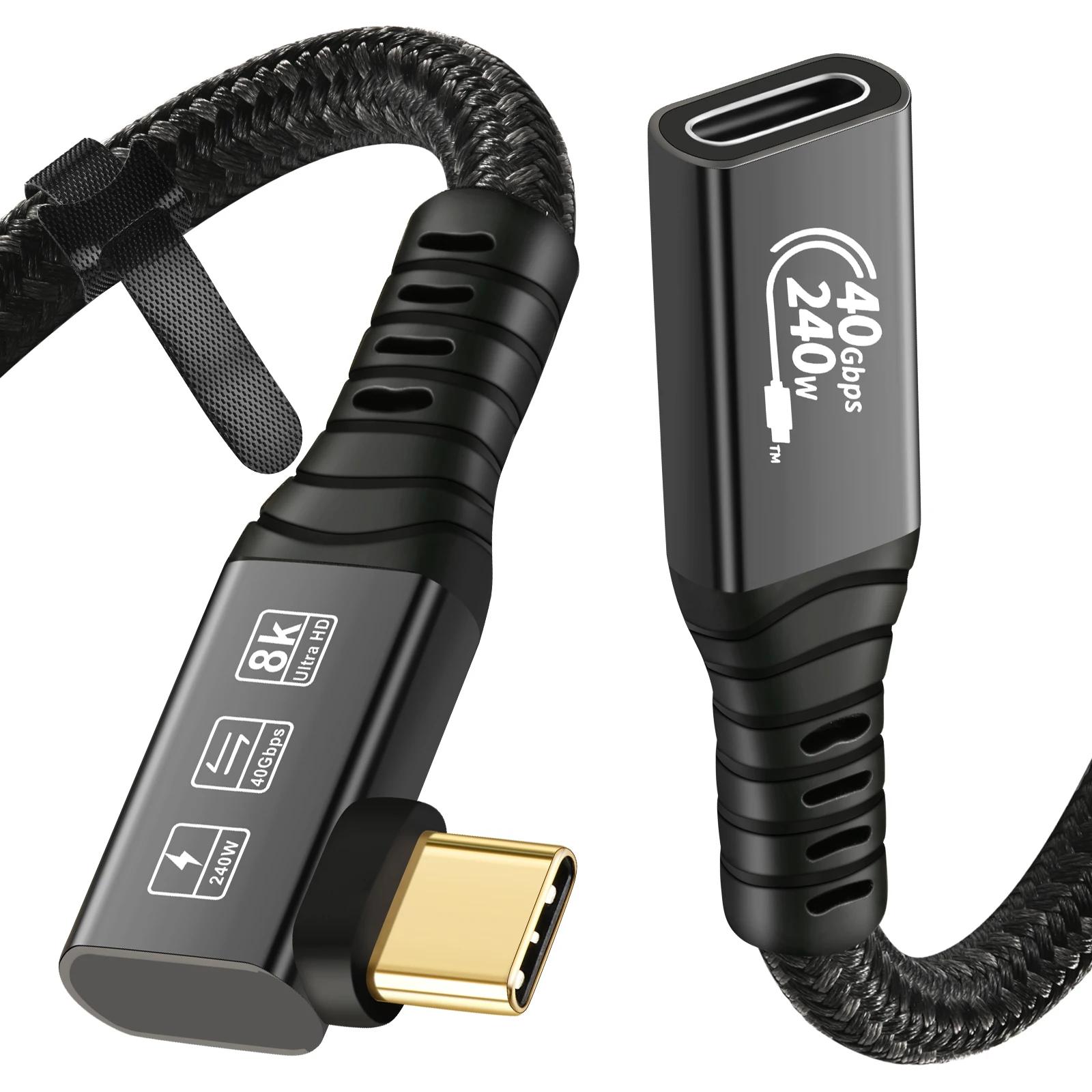 CableDeconn USB CŸ - ͽټ ̺, Ʈ HD , Ʈ 4 ȣȯ, 90 , 240W, USB4, 8K ̺